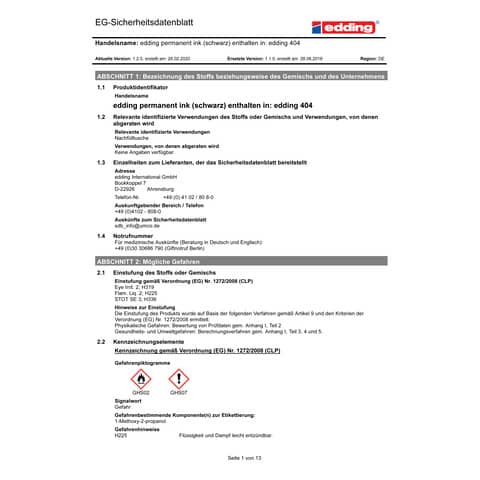 Marcatore permanente edding 404 punta conica 0,75 mm nero E-404 001